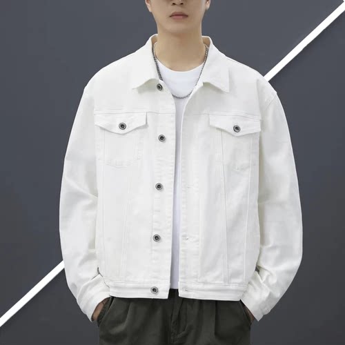 秋季新款美式翻领牛仔外套男春秋男女同款工装风休闲百搭夹克上衣