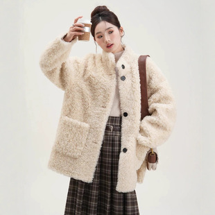 100绵羊羔毛皮毛一体皮草外套女中长款 今年流行特惠 凛冬暖意