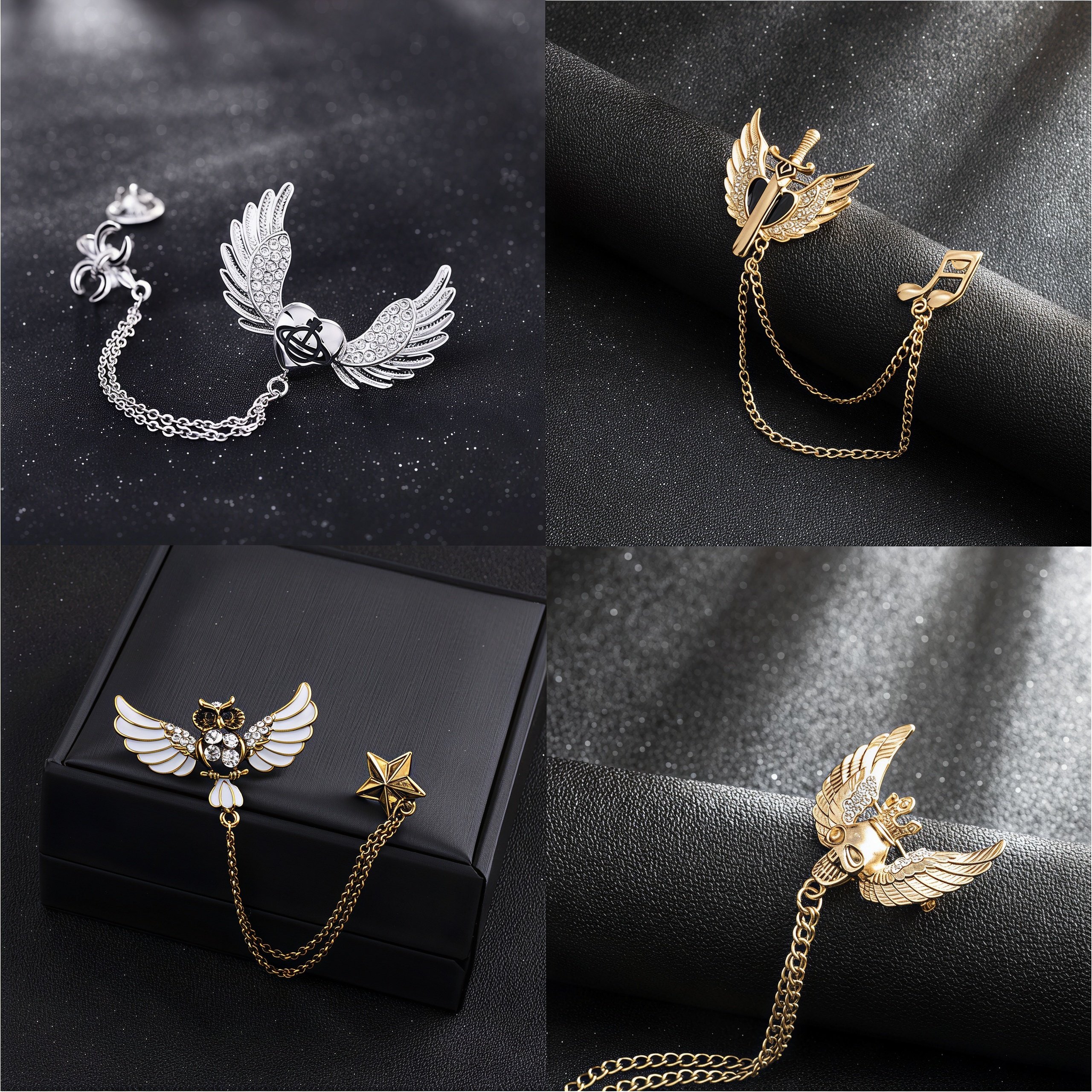 欧美时尚猫头鹰爱心翅膀胸针男镀金链条个性潮流西装衣领配饰徽章,饰品/流行首饰/时尚饰品新,胸针,淘宝优惠券,粉丝福利购,淘宝优惠卷