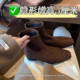 小个子内增高5cm法式 方头复古棕色粗跟短靴女拉链平底马丁靴韩系