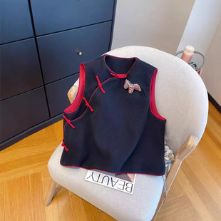 今年流行特惠新中式马上有钱本命年毛呢马甲2026早春新款复古国风