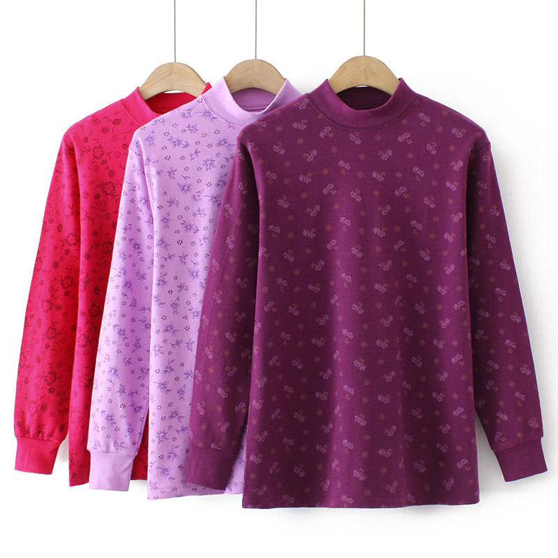 奶奶秋冬装打底衣服中老年人秋衣秋裤女两件套装妈妈保暖内衣内穿