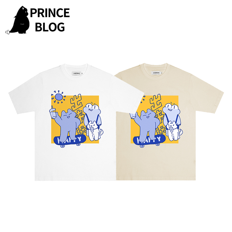 PrinceBlog童话镇原创出来玩印花新款潮流纯棉韩风日系情侣短袖