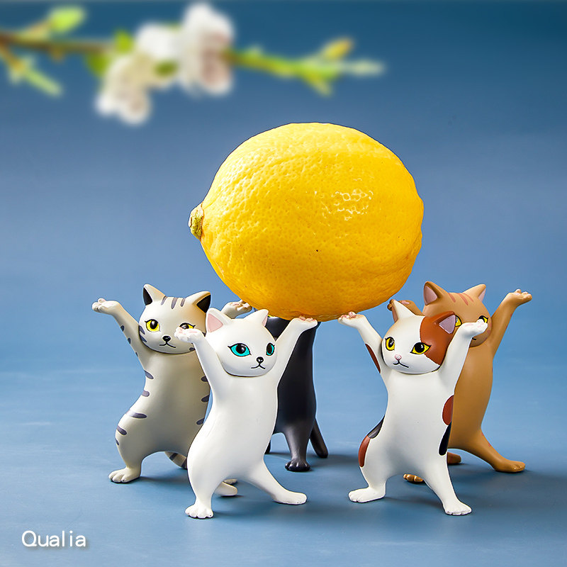 【官方正品】日本正版qualia猫咪笔架妖娆猫托笔猫猫笔架举笔猫笔托