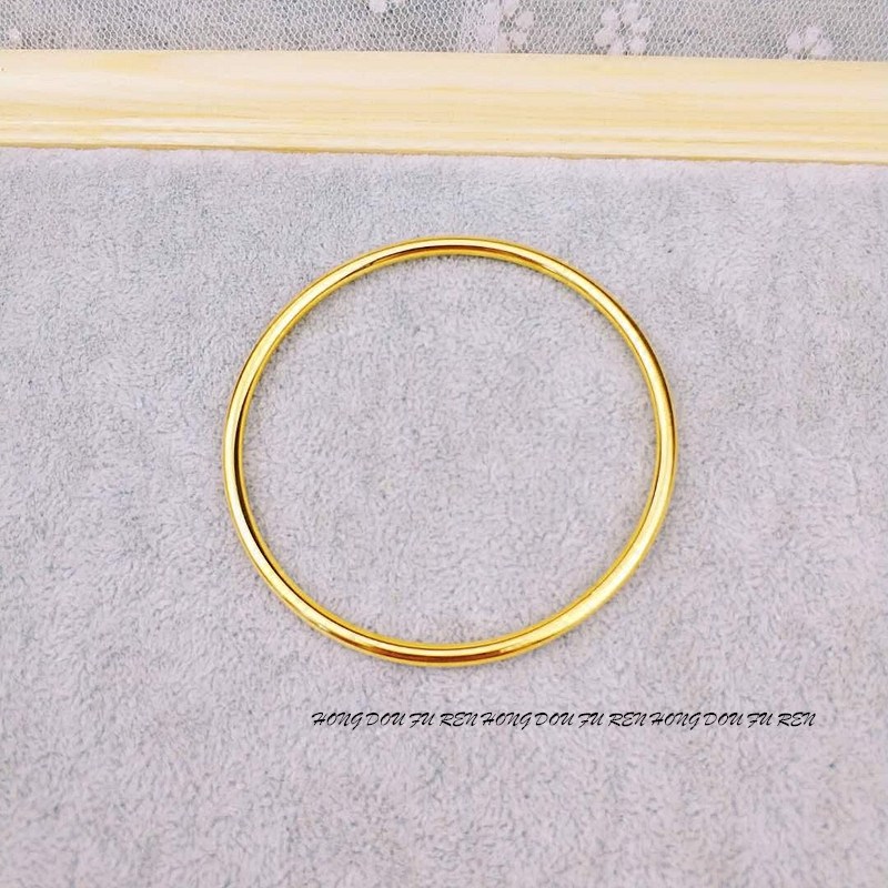 手工定制网红光面手镯女18k包金细手镯子不褪色钛钢镀金色手环