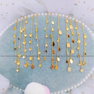 Huo Ting锁骨链闪闪发光18K金色碎片项链 女小众设计ins锁骨链