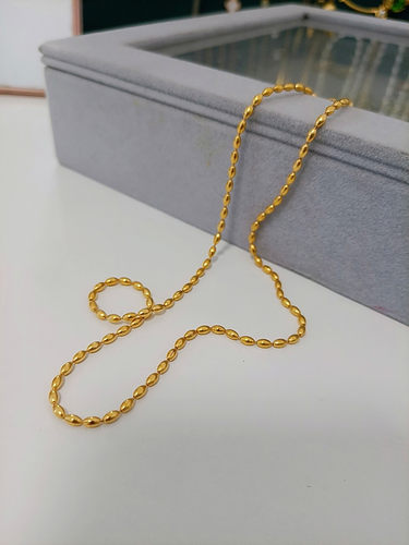 HuoTing钛钢镀金女小米珠项链