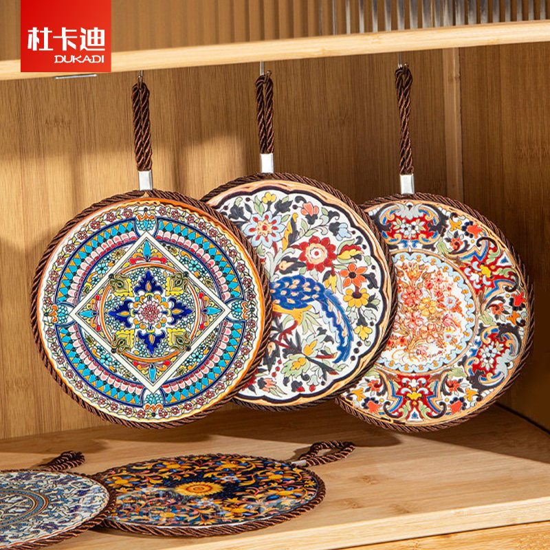 复古隔热垫陶瓷耐高温珐琅中式高级感餐桌防烫锅垫砂锅专用碗杯垫,居家布艺,餐垫,淘宝优惠券,粉丝福利购,淘宝优惠卷