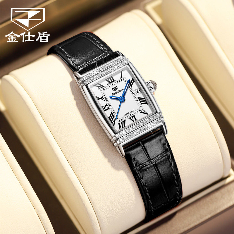 瑞士2021年新款复古方形手表女高级感小众轻奢正品名牌石英真皮带