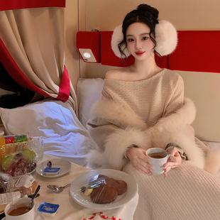 麓津自制《雪国列车》结构设计露肩麻花针织上衣半身裙秋冬季内搭