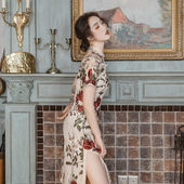 旗袍连衣裙 年轻款 红妆 少女复古中国风玫瑰刺绣改良版 麓津自制