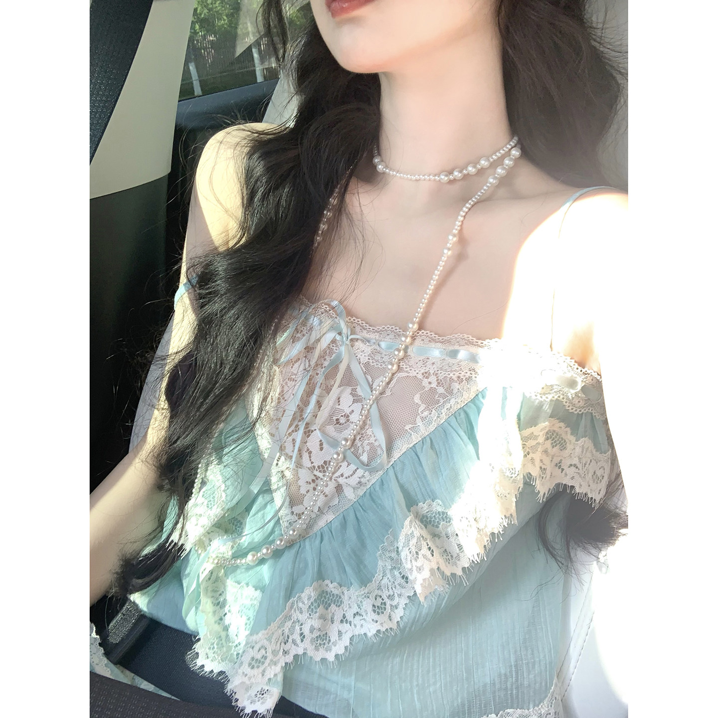 麓津自制《托斯卡纳少女》复古宫廷古典蕾丝吊带上衣半身裙套装女