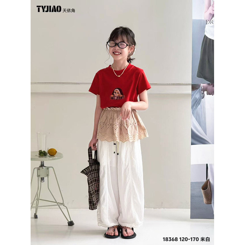 潮牌TYJ家凉凉裤女童2026夏装新款大童韩版亲子多巴胺空调防蚊裤