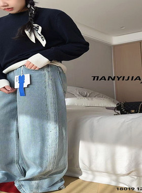 潮牌重工直筒牛仔裤bling洋气女童2026春装新款大童高街精致韩版