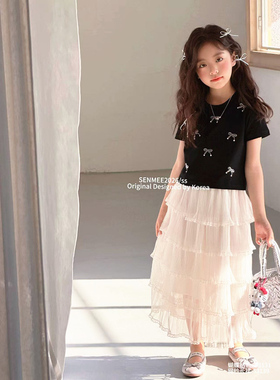 潮牌SENMEE贴贴T55013搭配白裙子55015女童2026夏新儿童大童亲子