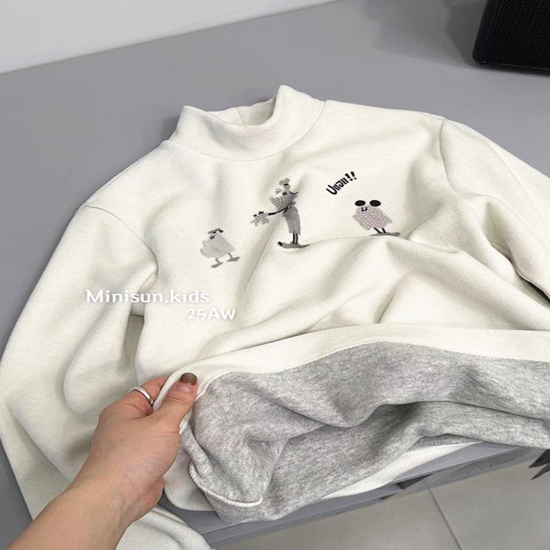 潮牌UJ德绒女款打底衫男女童2025冬装新款洋气立领发热暖糯手感韩