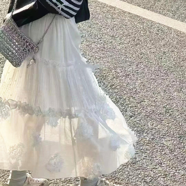 韩国童装女童YD白色时尚蛋糕裙半身裙