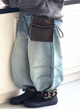 潮牌xztx牛仔长裤洋气女童2026春装新款大童青少年亲子回头率韩系