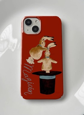 红色魔法兔子~适用华为p60pro手机壳mate60/50/40/30pro全包nova11/10/9保护套vivox100荣耀90/100红米k70e