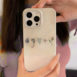 复古贝壳海马适用iPhone16promax苹果14小米15新款 mate70华为p70nova13荣耀200手机壳opporeno13软壳vivox100