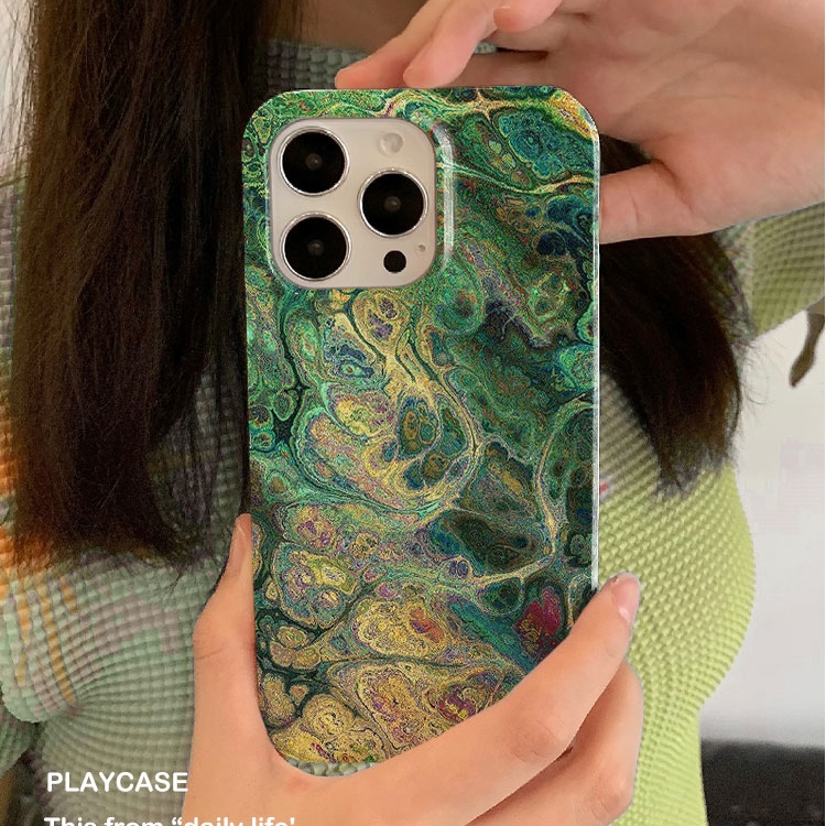 适用iPhone16promax苹果14小米15新款mate70华为p70nova13荣耀200手机壳opporeno14软壳vivox100绿色水墨纹理