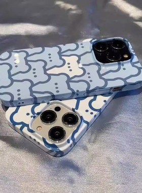 蓝色小熊菲林壳~iPhone14pro苹果13promax适用vivoS9情侣mate50华为nova10小米12/13手机壳oppofindX5荣耀80/