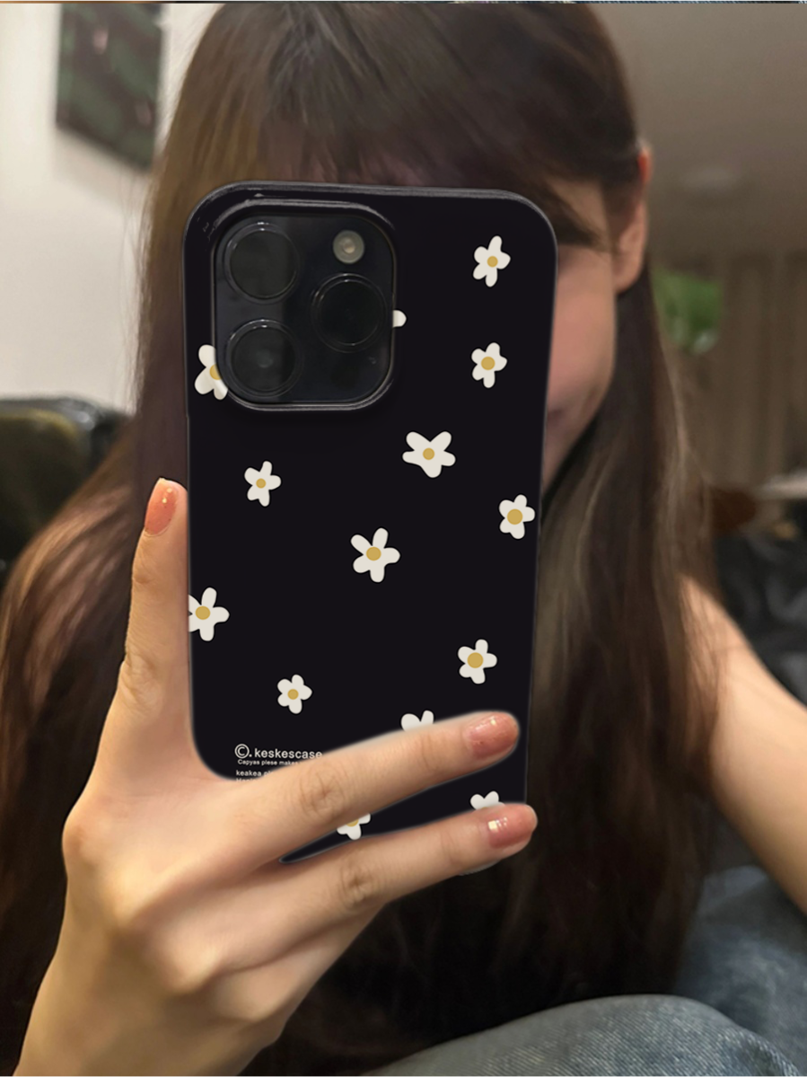 黑色小碎花~适用华为mate60pro手机壳p50/p40菲林壳nova11/10/9/8硬壳小米13/12/11一加ACE2PRO红米K60至尊版