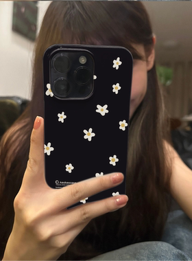 黑色小碎花~适用华为mate60pro手机壳p50/p40菲林壳nova11/10/9/8硬壳小米13/12/11一加ACE2PRO红米K60至尊版