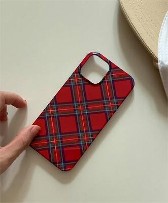 美式红色格纹适用iPhone15promax苹果13华为p50/mate60小米14/13/11/9荣耀70/80小众vivoS16手机壳opporeno10