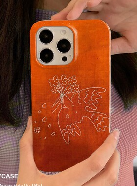 适用iPhone16promax苹果14小米15新款mate70华为p70nova13荣耀200手机壳opporeno14软壳vivox100刺绣爱情飞鸟
