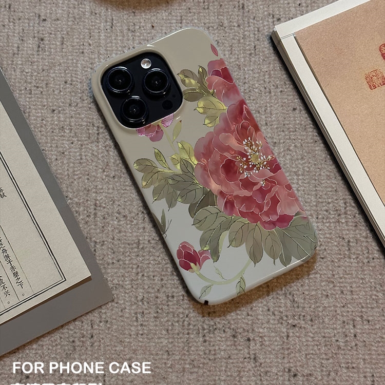 鸿运牡丹新中式~适用华为mate60/p70手机壳p50/p40国风nova9/8/7苹果14pro小米13/14手机壳vivos17/18/19全包