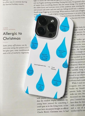 蓝色水滴日记适用iPhone16promax苹果15小米14新款mate70华为p70nova荣耀200菲林手机壳13opporeno13vivox100