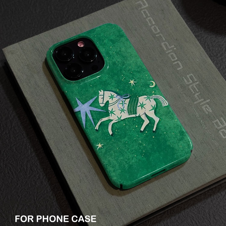 适用iPhone16promax苹果14小米15新款mate70华为p70nova13荣耀200手机壳opporeno14软壳vivox100绿野星空白马