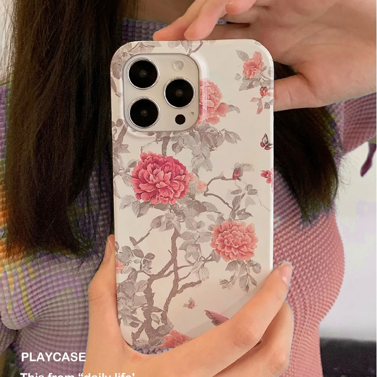 适用iPhone16promax苹果17小米17pro新款mate80华为p70荣耀200菲林nova13手机壳vivox300素雅牡丹~oppofindx9