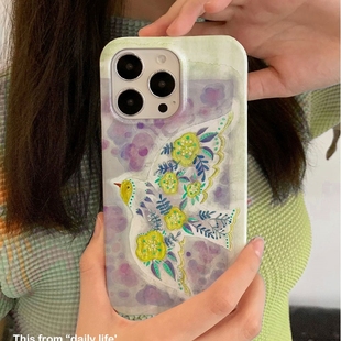 花花飞鸟适用iPhone16promax苹果15小米14新款 mate60华为p70适用nova13荣耀200菲林手机壳opporeno软vivox200