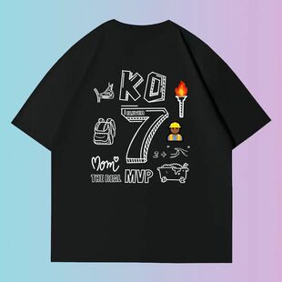 杜兰特KD美式短袖t恤男女印花纯棉学生2024夏季原创情侣宽松半袖