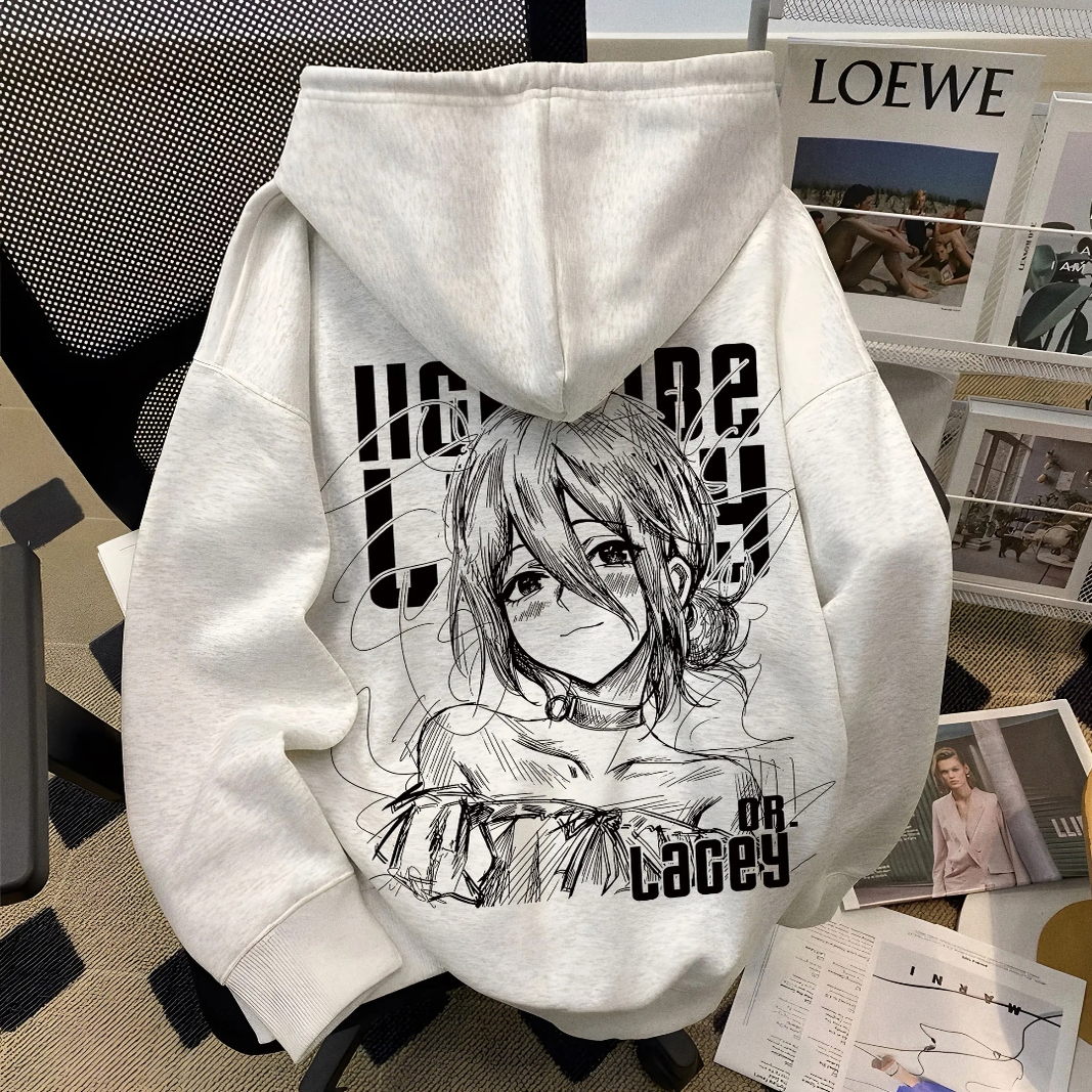 二次元手绘动漫情侣连帽卫衣