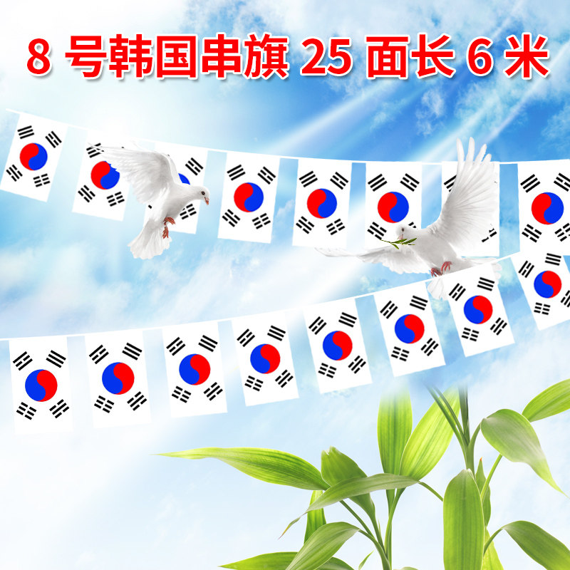 韩国国旗外国旗串旗 国旗小红旗幼儿园酒吧装饰彩旗体彩用品旗帜吊旗