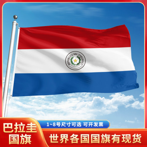 巴拉圭国旗12345678号户外旗手摇旗串旗办公桌旗室内会议签约旗外国旗万国旗小旗帜广场装饰吊旗落地旗