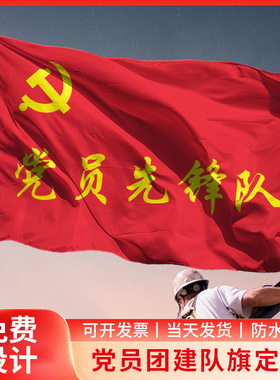 党员先锋队旗帜定制定做突击队党员党支部队旗定制志愿者旗子带杆公益服务队旗义工团旗红旗少先队巾帼旗