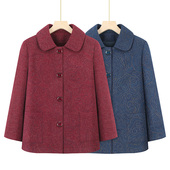 老年人妈妈秋装 呢子上衣60岁70奶奶装 毛呢外套喜庆老太太婚宴衣服