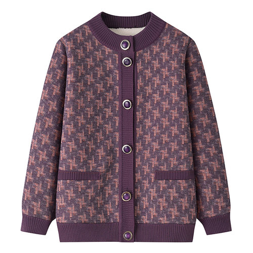 老年女装针织开衫奶奶装冬装加绒