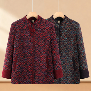 老年人秋冬女装 大衣加厚老太太棉袄子保暖 奶奶衣服加绒外套妈妈装