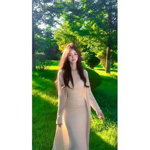 套装女2025早春新款纯欲风修身吊带连衣裙包臀长裙长款针织开衫