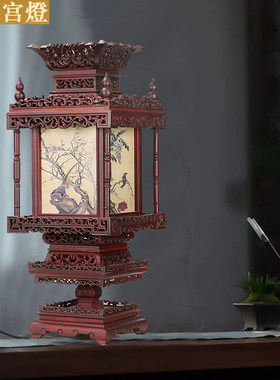 华菲仿古手工雕刻书桌灯