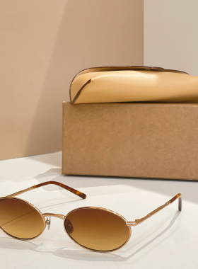 日系OP复古金属椭圆墨镜男女潮款