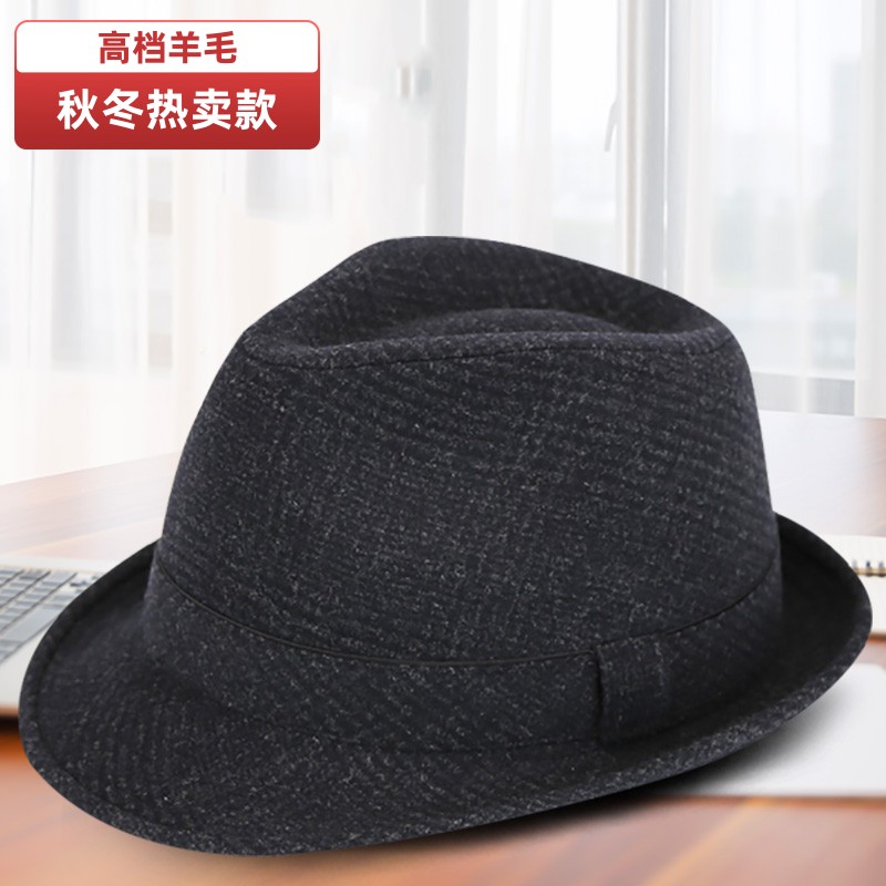 秋冬季羊毛呢绅士中老年礼帽