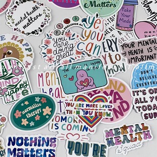 50张疗愈肯定语贴纸小众笔记本行李箱吸引力法则自我激励贴纸盒装