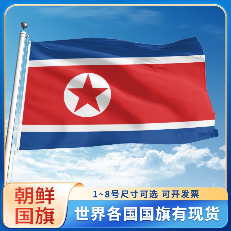 朝鲜国旗12345678号户外旗手摇旗串旗办公桌旗室内会议签约旗外国旗