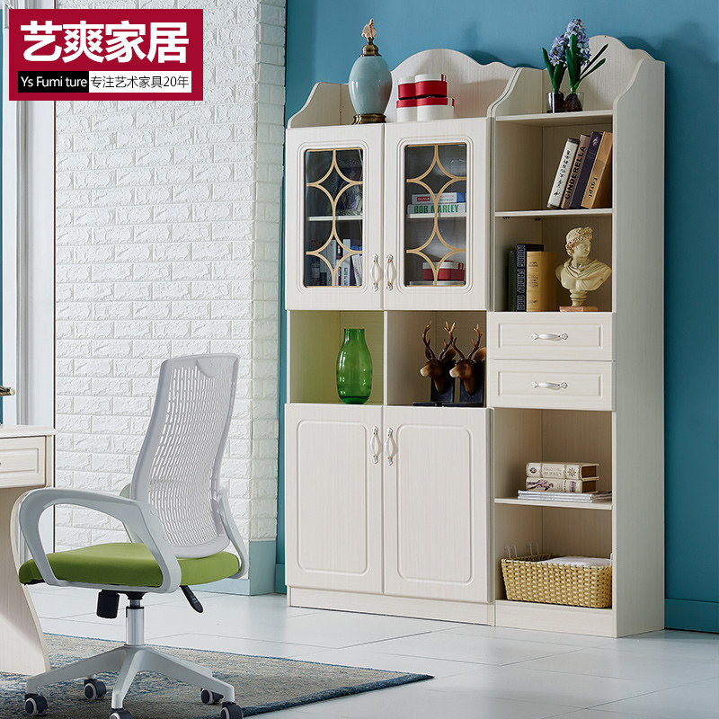 欧式书柜现代简欧书柜单双门书柜书橱陈列柜书房带玻璃门书柜